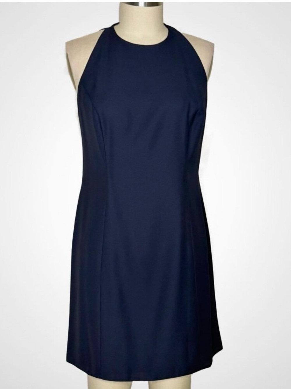 Navy Sleeveless Halter Mini Dress